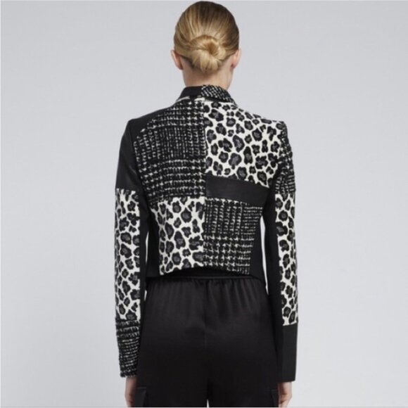 Alice Olivia Harvey Patchwork Animal Print Leather Jacket - Picture 3 of 9